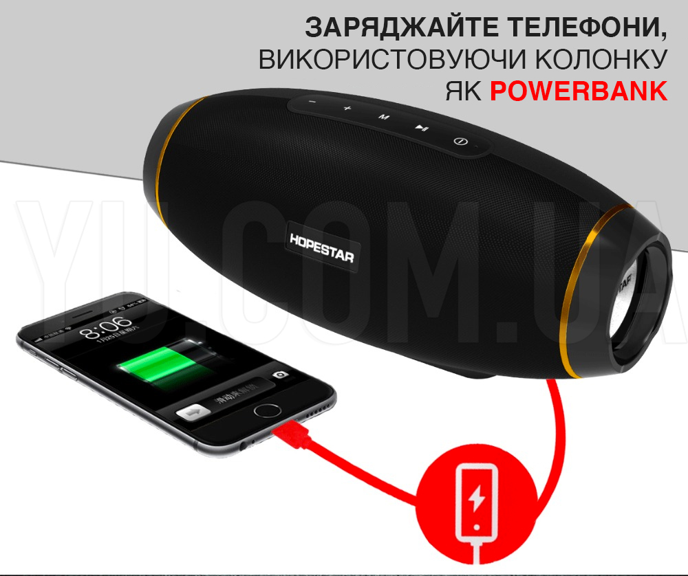 Портативна Bluetooth колонка PowerBank Hopestar H20 USB, FM Портативна Bluetooth колонка PowerBank Hopestar H20 USB, FM